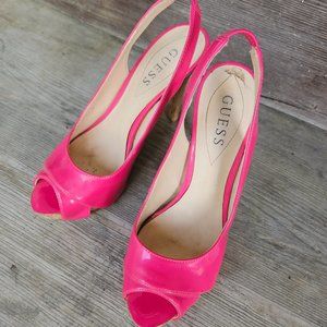 Hot Pink peep toe heels